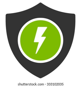Electric Guard vector icon. Style is bicolor flat symbol, eco green and gray colors, rounded angles, white background.