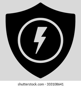 Electric Guard vector icon. Style is flat symbol, black color, rounded angles, light gray background.