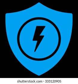 Electric Guard vector icon. Style is flat symbol, blue color, rounded angles, black background.
