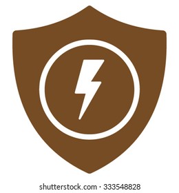 Electric Guard vector icon. Style is flat symbol, brown color, rounded angles, white background.