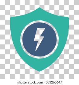 Electric Guard vector pictograph. Illustration style is flat iconic bicolor cobalt and cyan symbol on a transparent background.