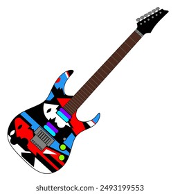 Electric guitar. 6 string. Abstract pattern. Flat vector illustration. 