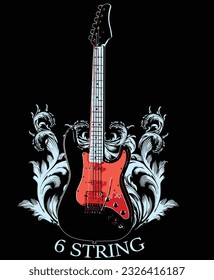 electric guitar 6 string with ornament