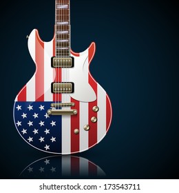 Electric guitar with American flag, eps10 vector