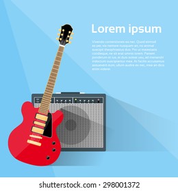 Electric Guitar Amplifier Combo Rock Music Equipment Concept Flat Vector Illustration