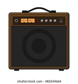 Electric Guitar Amplifier on White Background. Vector