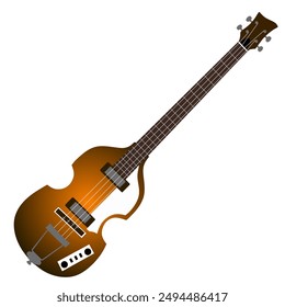 Electric guitar bass. 4 string. Flat vector illustration. 