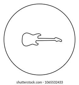 Electric guitar black icon in circle outline