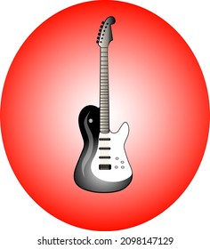 electric guitar black on a red background musical instrument