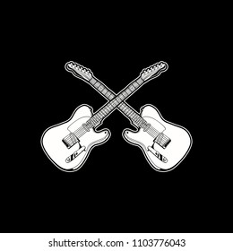 electric guitar black and white vector