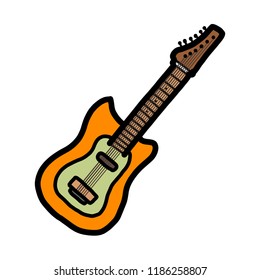 electric guitar / cartoon vector and illustration, hand drawn style, isolated on white background.