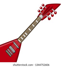Electric guitar cartoon. Vector illustration of metal or rock-n-roll electro guitar. Isolated