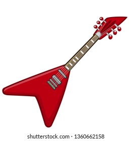 Electric guitar cartoon. Vector illustration of metal or rock-n-roll electro guitar. Isolated