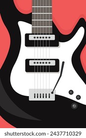 Electric guitar close up poster. World music day. Music party poster template. Vector stock