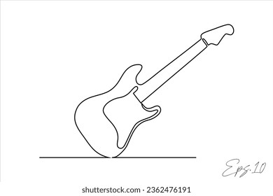 electric guitar continuous line art drawing