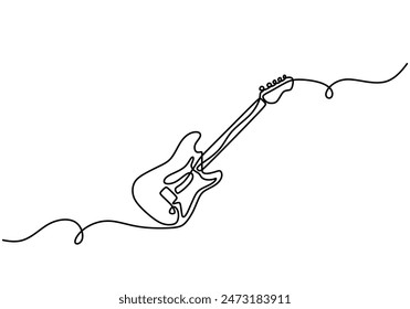 Guitarra eléctrica de dibujo de línea continua. Concepto de instrumento musical. Ilustración vectorial diseño minimalista dibujado a mano.