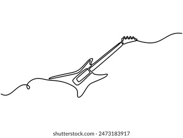 Electric guitar continuous line drawing. Music instrument concept. Vector illustration minimalist design hand drawn.