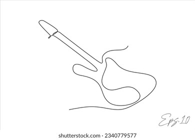 electric guitar continuous line vector illustration