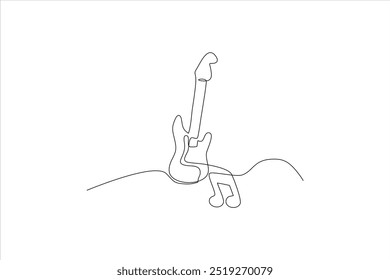 electric guitar continuous line vector illustration	
