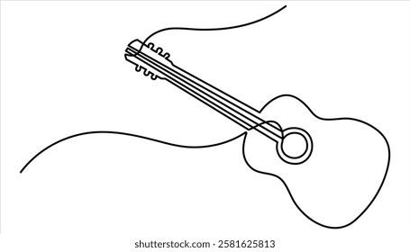 Electric guitar continuous one line drawing. One line drawing Violin. Musical instrument for decoration, design, banners, festival invitations, music shop.