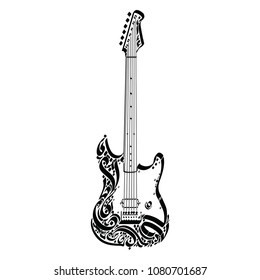 Electric Guitar,
a decorative symbol taken from the curves of the Arabic language, which doesn't contain any words or even a full letter, great tattoo