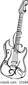 Electric guitar decorative vector image, picture.