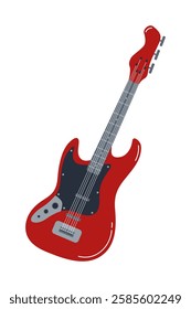 Electric guitar design in vibrant red color with detailed features for music enthusiasts