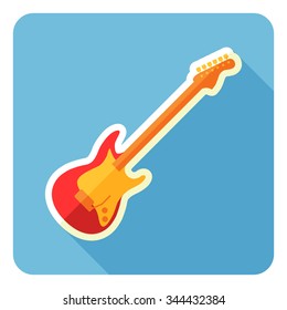 Electric guitar disc icon. Flat design. Vector illustration.