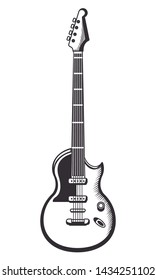 electric guitar drawn in black and white tattoo icon vector illustration graphic design