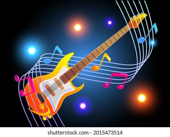 Electric Guitar Whit Fire Pattern On Stock Illustration 36800791   Shutterstock