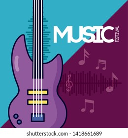 electric guitar festival music poster vector illustration