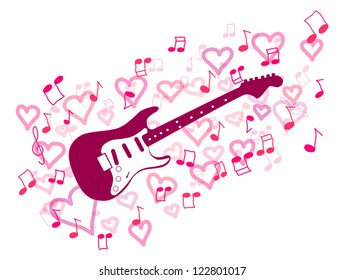 Electric guitar in fire colourful illustration