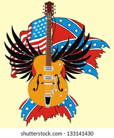 electric guitar and flag