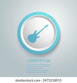 Electric guitar flat blue icon vector sign