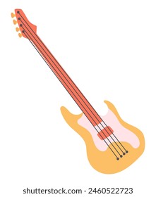 Electric guitar in flat design. Music string instrument for rock band. Vector illustration isolated.