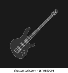 Electric guitar flat linear illustration