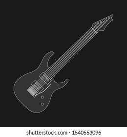 Electric guitar flat linear illustration