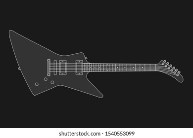 Electric guitar flat linear illustration