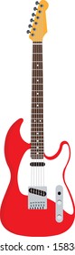 Electric guitar flat vector illustration. Rock music instrument