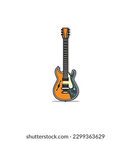 Electric guitar flat vector illustration. Rock music instrument