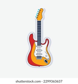 Electric guitar flat vector illustration. Rock music instrument