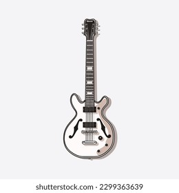 Electric guitar flat vector illustration. Rock music instrument