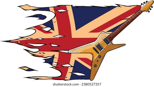 Electric guitar flat vector illustration. Rock music instrument