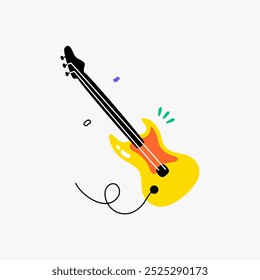 Electric guitar in flat vector illustration symbolizing music, creativity, and performance, isolated on white background