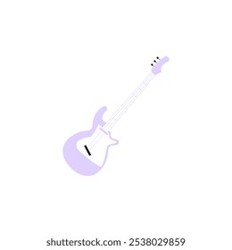 Electric Guitar In Flat Vector Illustration Symbolizing Music, Instrumentation, And Rock Culture, Isolated On White Background