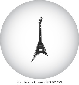 Electric guitar flying V form  simple icon on round background