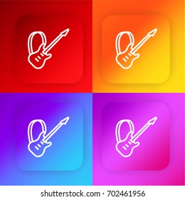 Electric guitar four color gradient app icon set