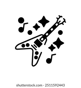 Electric Guitar Glyph Icon, Vector illustration