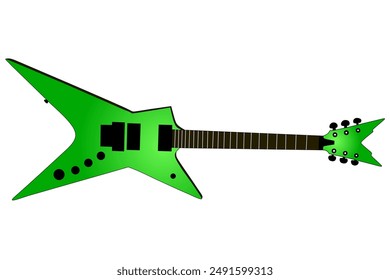 Electric guitar with green color gradien transition. 6 string. Flat vector illustration. 