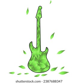 electric guitar with green leaf image. imaginary picture